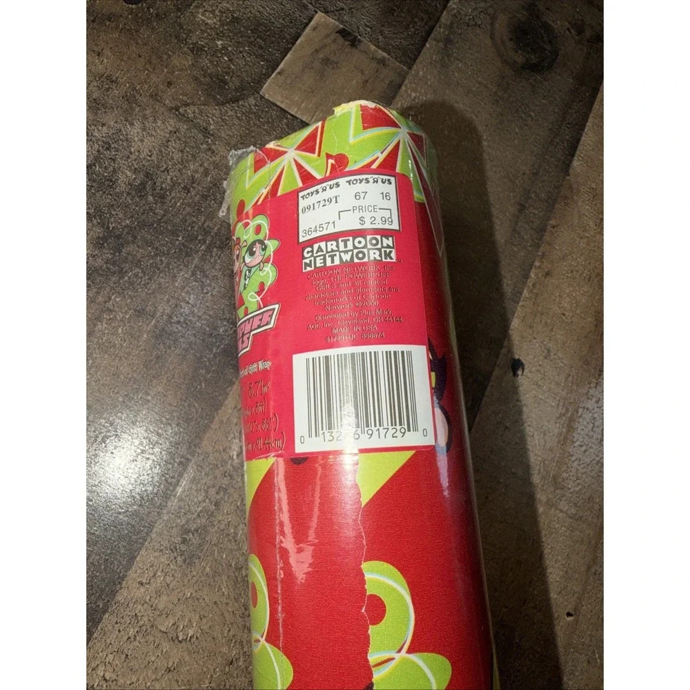 Vtg 2000 POWERPUFF GIRLS Christmas Wrapping Paper Roll 40 Sq Ft Toys R Us Excl